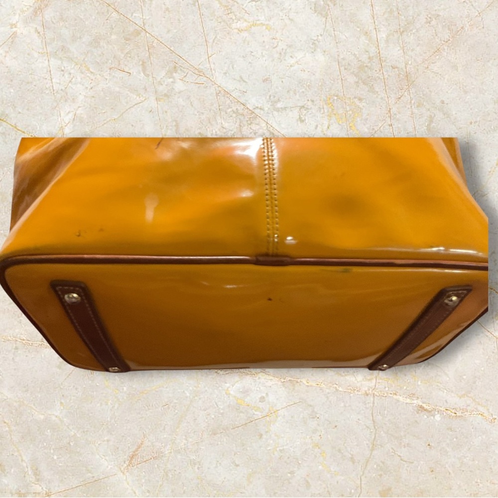 Dooney & Bourke Patent Leather Mustard Color Tote Bag - Picture 8 of 13